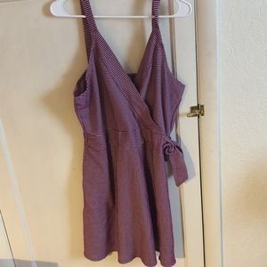 Purple stripped dress.